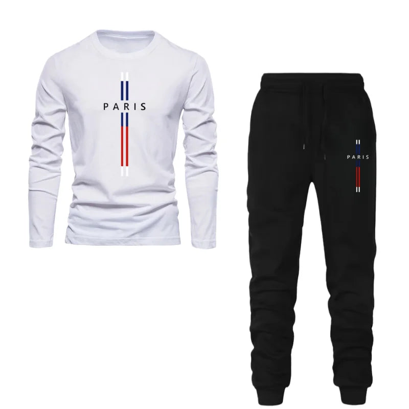 Autumn And Winter Two-Piece Versatile Daily Men's Sleepwear Long Sleeved Pants Letter Printed Pattern Basic Shirt Home Suit Set