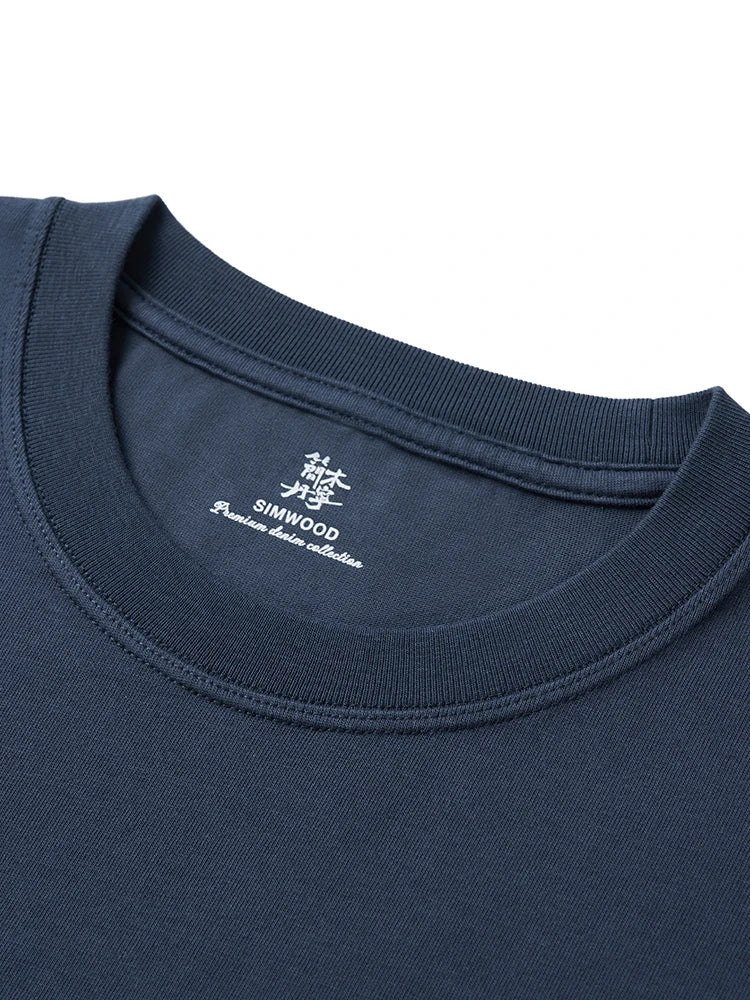 SIMWOIOD High Standard 2026 Summer New Oversize 260gsm 100% Cotton T-shirts Men Comfortable Breathable Tops Plus Size Tees