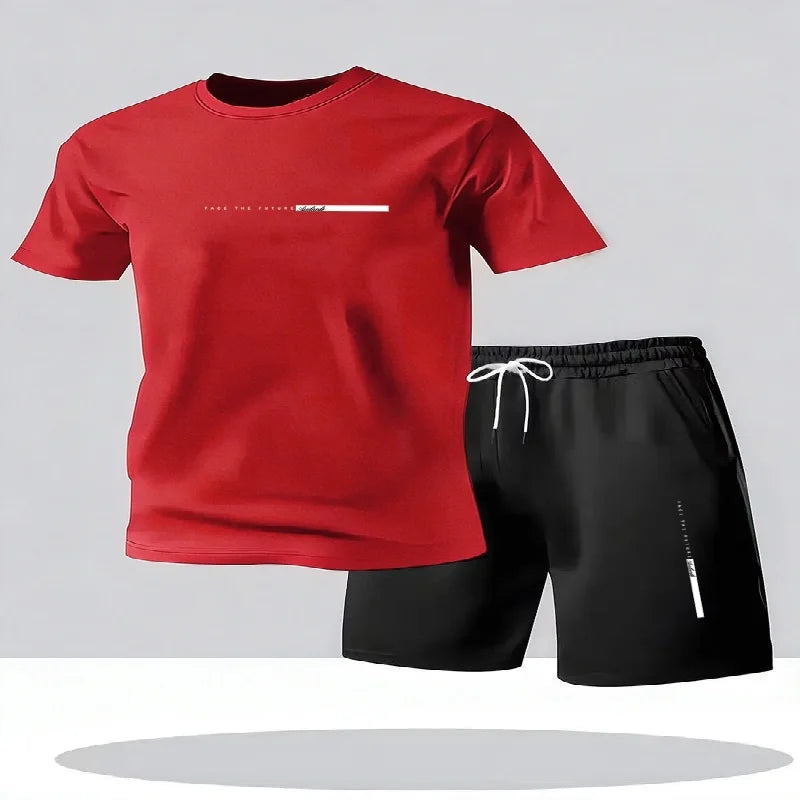Men's sportswear 2-piece set short sleeved shirt shorts set men's running suit T-shirt men's summer T-shirt