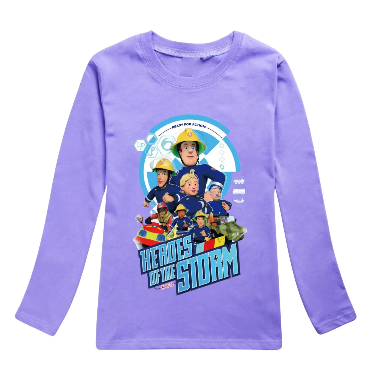 Kids Fireman Sam Long Sleeve T-Shirt – Cartoon Firefighter Cotton Top