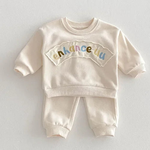 2025 New Spring 0-4Yrs Infant Baby Girls Clothing Set Long Sleeved Cotton Embroidery Pullover+Pants Toddler Baby Clothes Suit