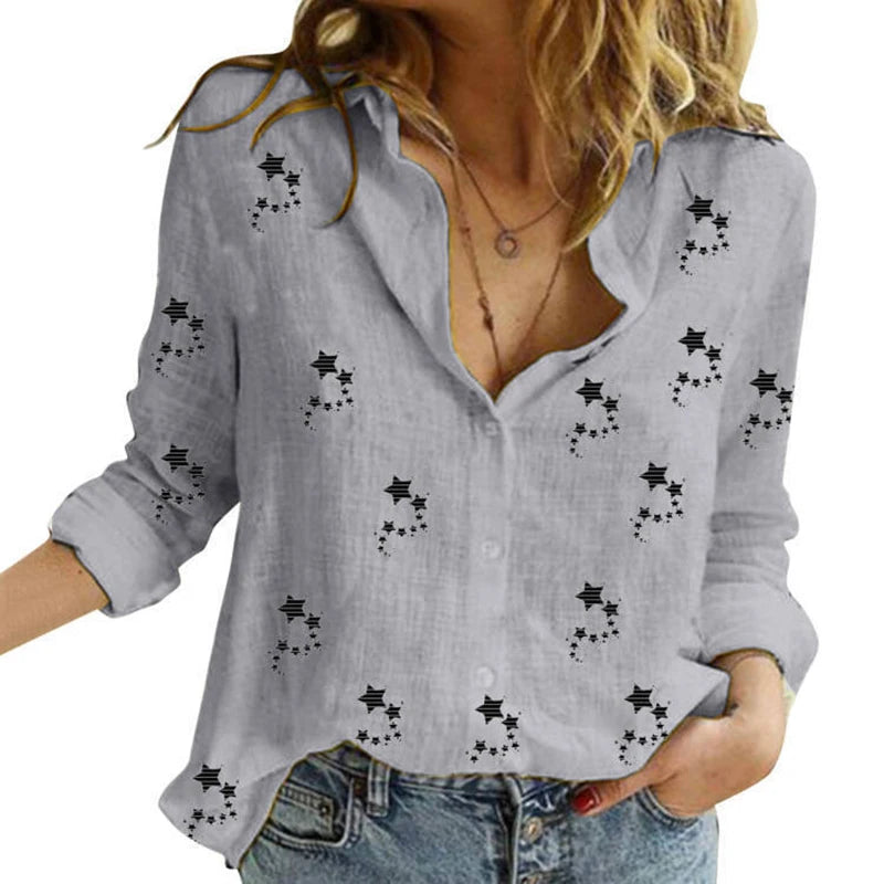 Women's Loose Oversized Button Lapel Cardigan Shirt – Long Sleeve Casual Tunic Blouse