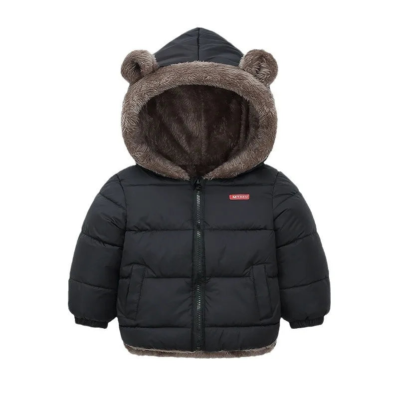 Kids Thick Cashmere Hooded Fleece Coat – Warm Cotton-Padded Winter Jacket Ages 2–6