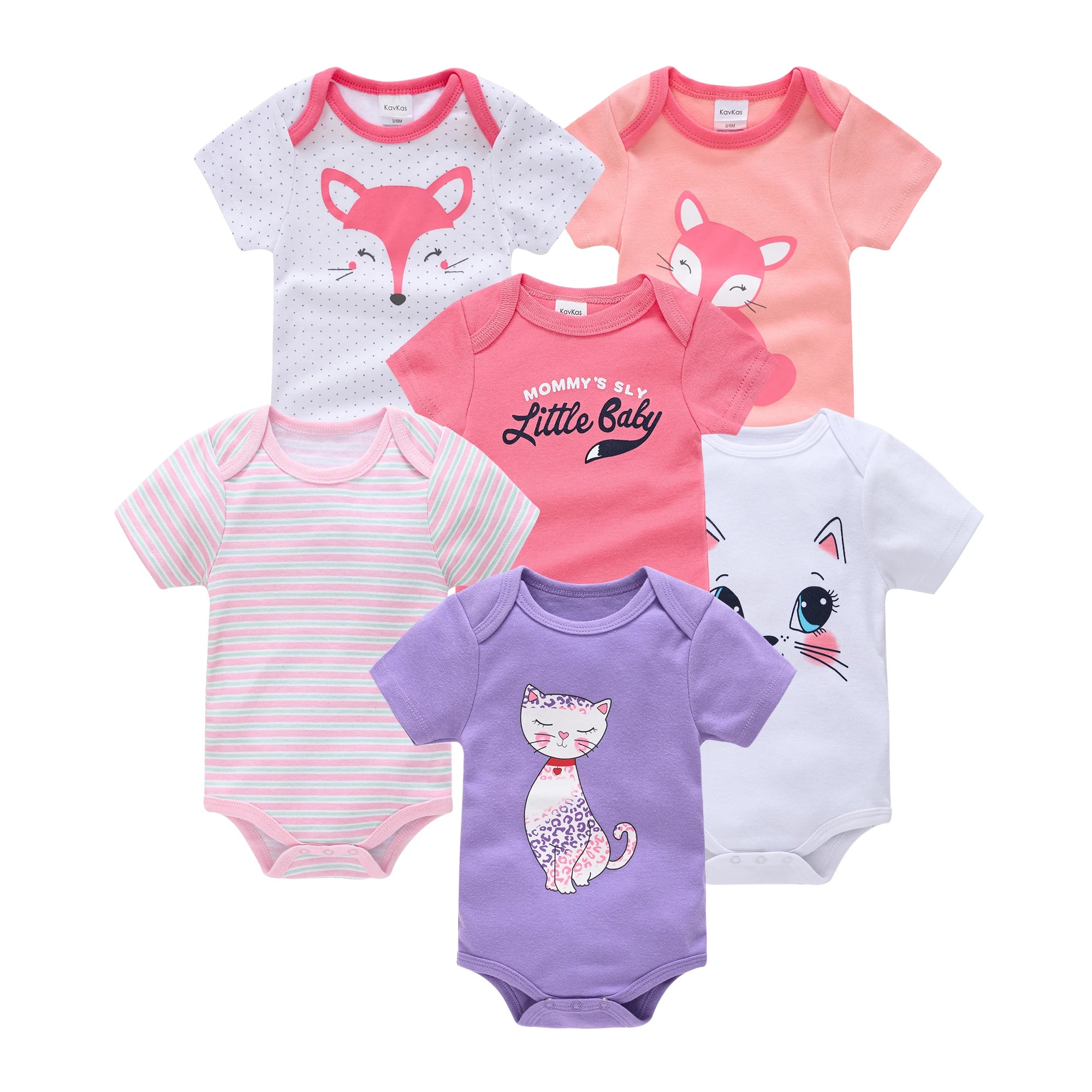 Baby Girls Cotton Short Sleeve Bodysuit – Newborn Onesie 3–6 Pack