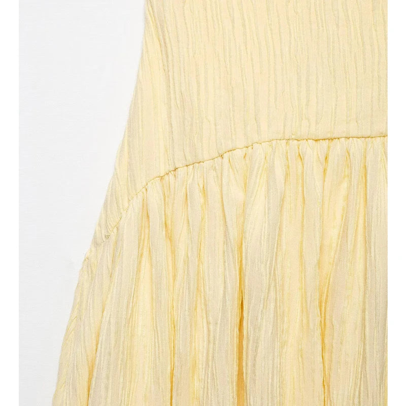 MUJER Pleated Slip Midi Dress Woman Elegant Party Long Dresses for Women Casual Women's Summer Dress Straps Beach Female Dress