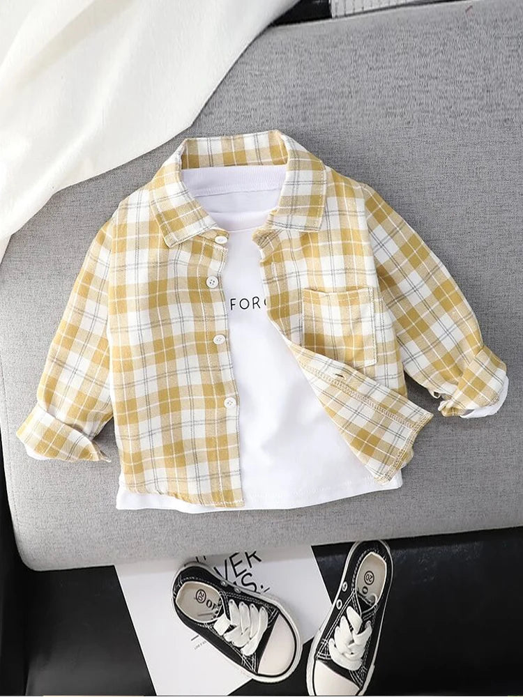 Baby Boys Striped Long Sleeve Shirt – Casual Cotton Kids Top