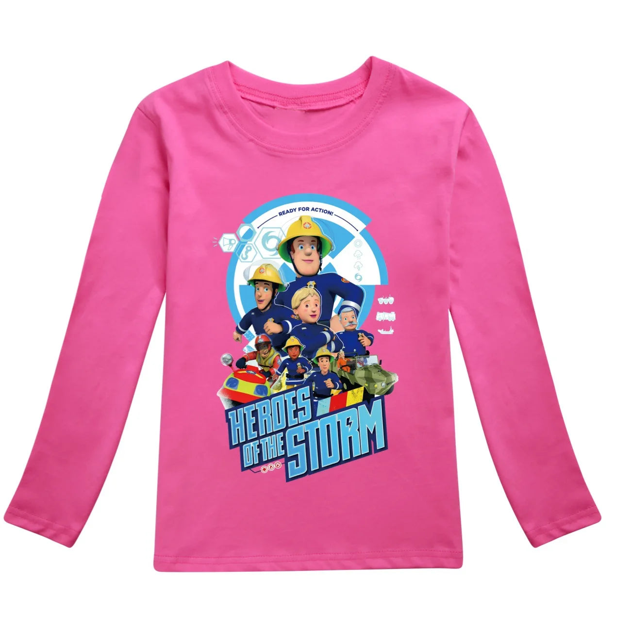 Kids Fireman Sam Long Sleeve T-Shirt – Cartoon Firefighter Cotton Top