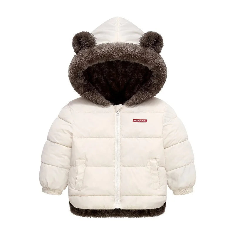 Kids Thick Cashmere Hooded Fleece Coat – Warm Cotton-Padded Winter Jacket Ages 2–6
