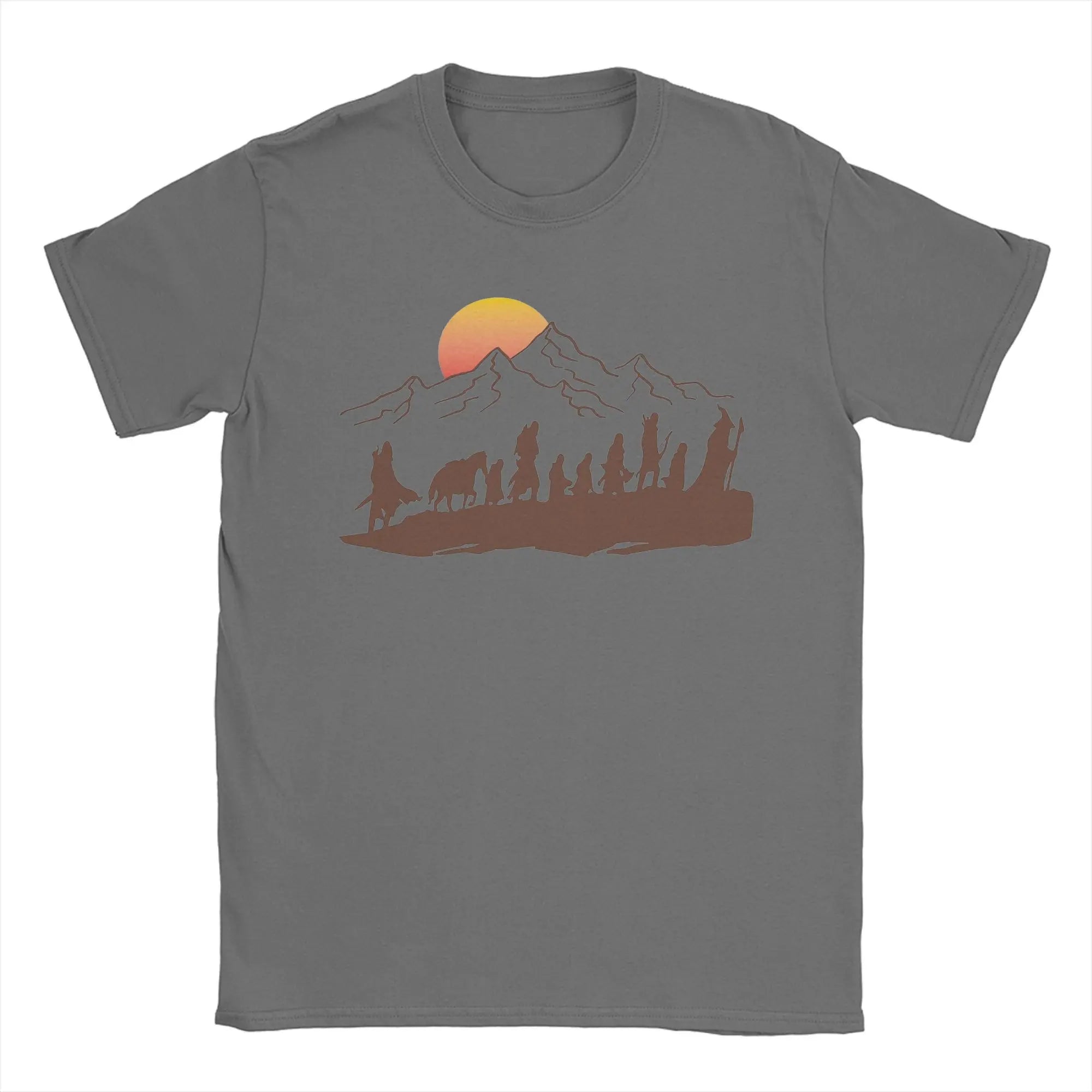 The Fellowship L-Lords Of The R-Rings T Shirts Men Pure Cotton Funny T-Shirts Round Neck  Tee Shirt Short Sleeve Clothes Summer