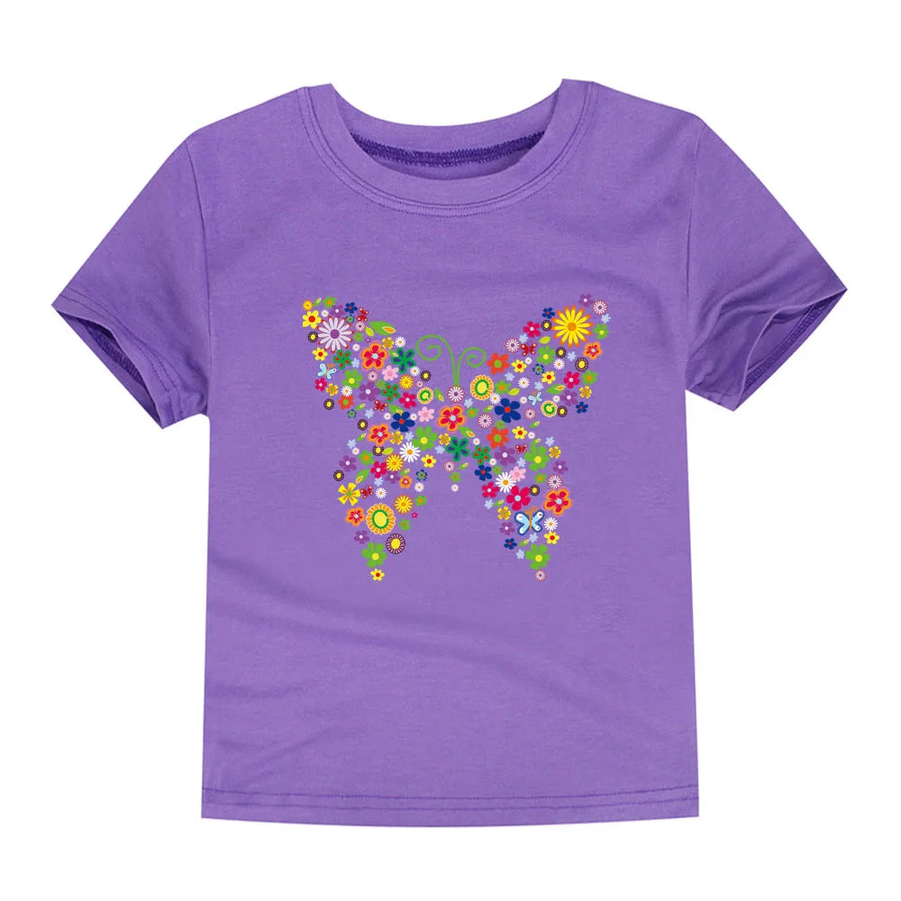 Girls Flower Print Cotton T-Shirt – Pink Casual Tee Ages 2–14