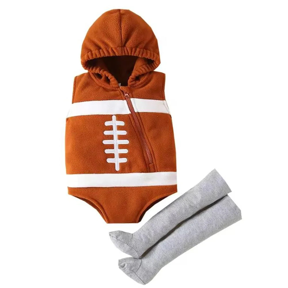 New Designer Cartoon Clothing Zip-up Hooded Romper + Stockings Baby Boy Clothes Baby Girl Casual Sets