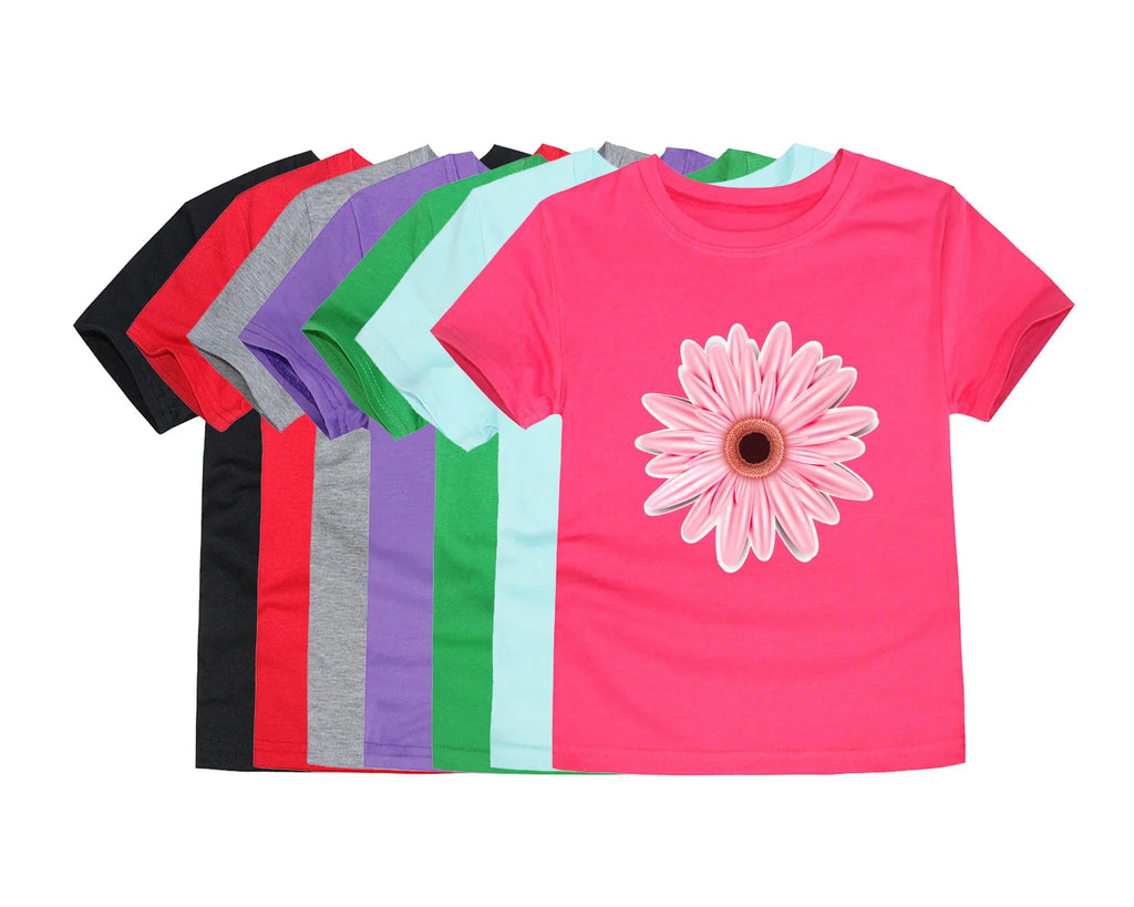 Girls Flower Print Cotton T-Shirt – Pink Casual Tee Ages 2–14