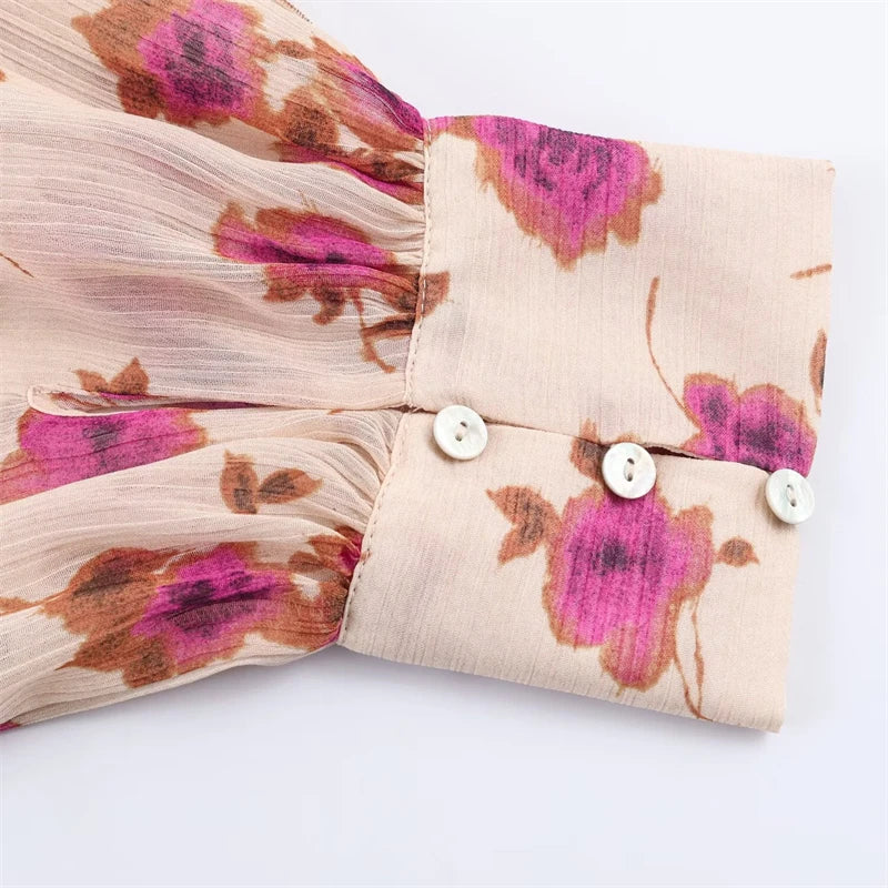 Women's Vintage Print Layered Long Sleeve Shirt – Chic Personality Casual Top