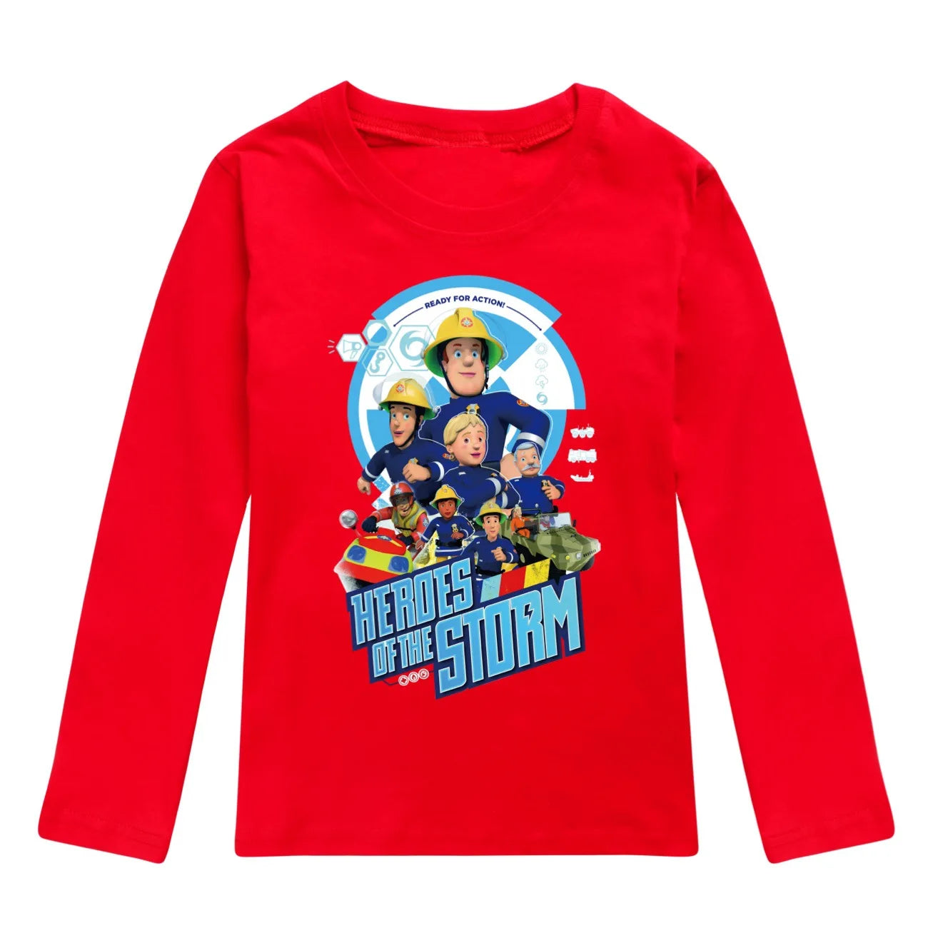 Kids Fireman Sam Long Sleeve T-Shirt – Cartoon Firefighter Cotton Top