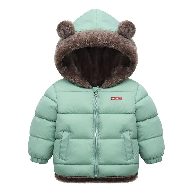 Kids Padded Fleece Thick Hooded Snowsuit Jacket – Warm Cashmere Winter Coat