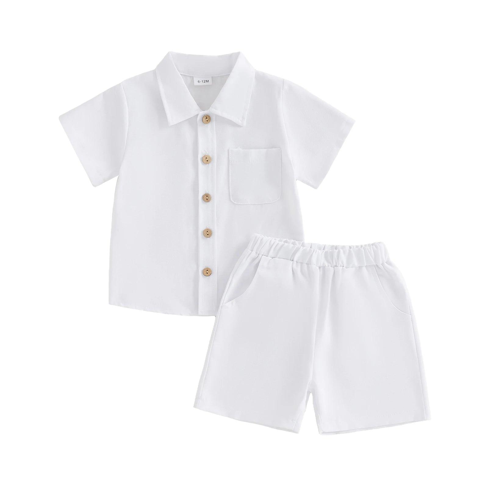 Boys Button Up Shirt & Solid Shorts Set – Stylish Summer 2-Piece Outfit