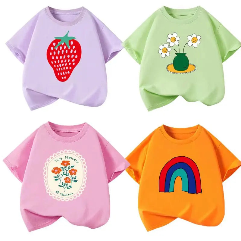 Girls Short Sleeve Cotton School Uniform Tee – Casual Summer Blouse