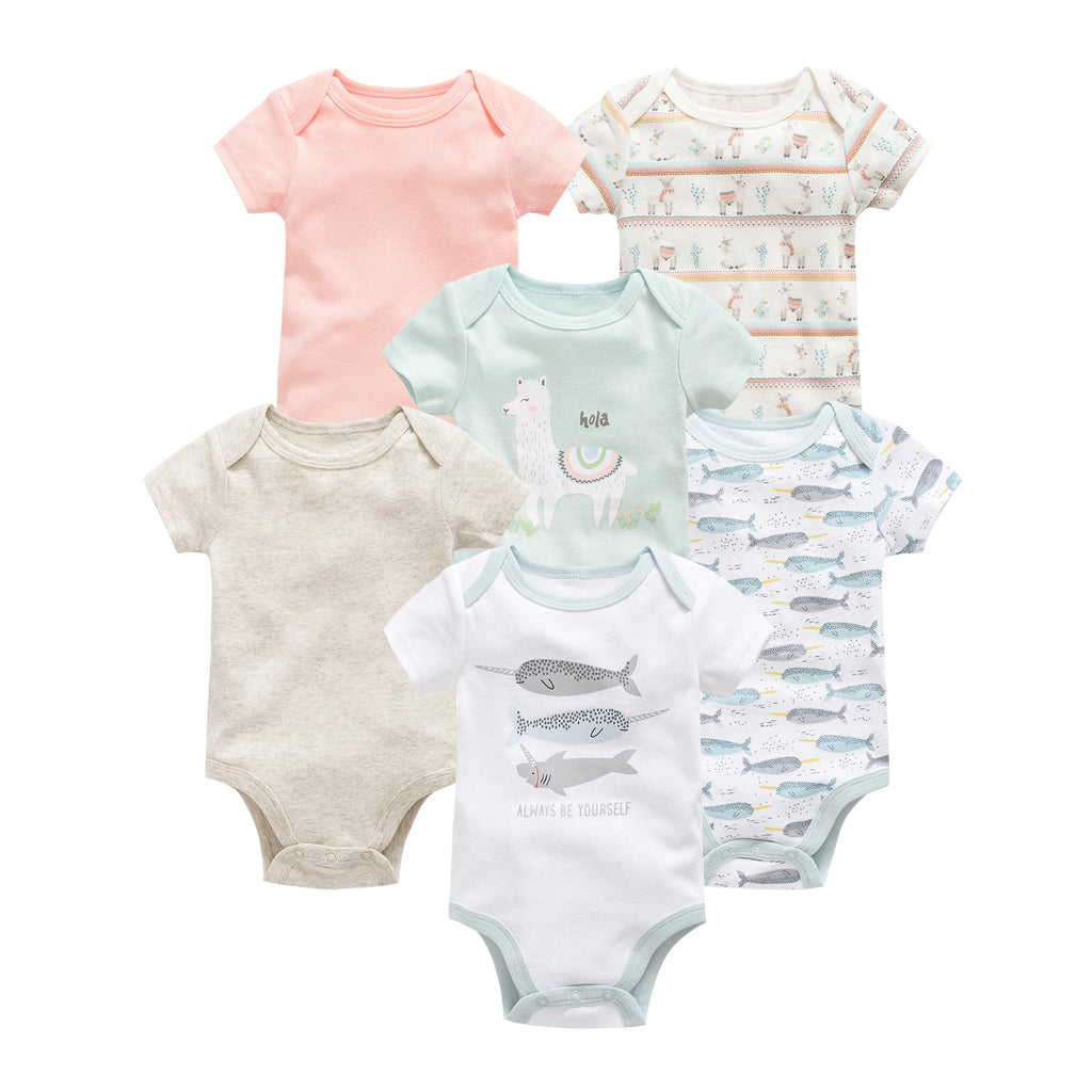 Baby Girls Cotton Short Sleeve Bodysuit – Newborn Onesie 3–6 Pack