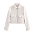 Women's Zipper Pocket Short Jacket Coat – Elegant Street Outerwear