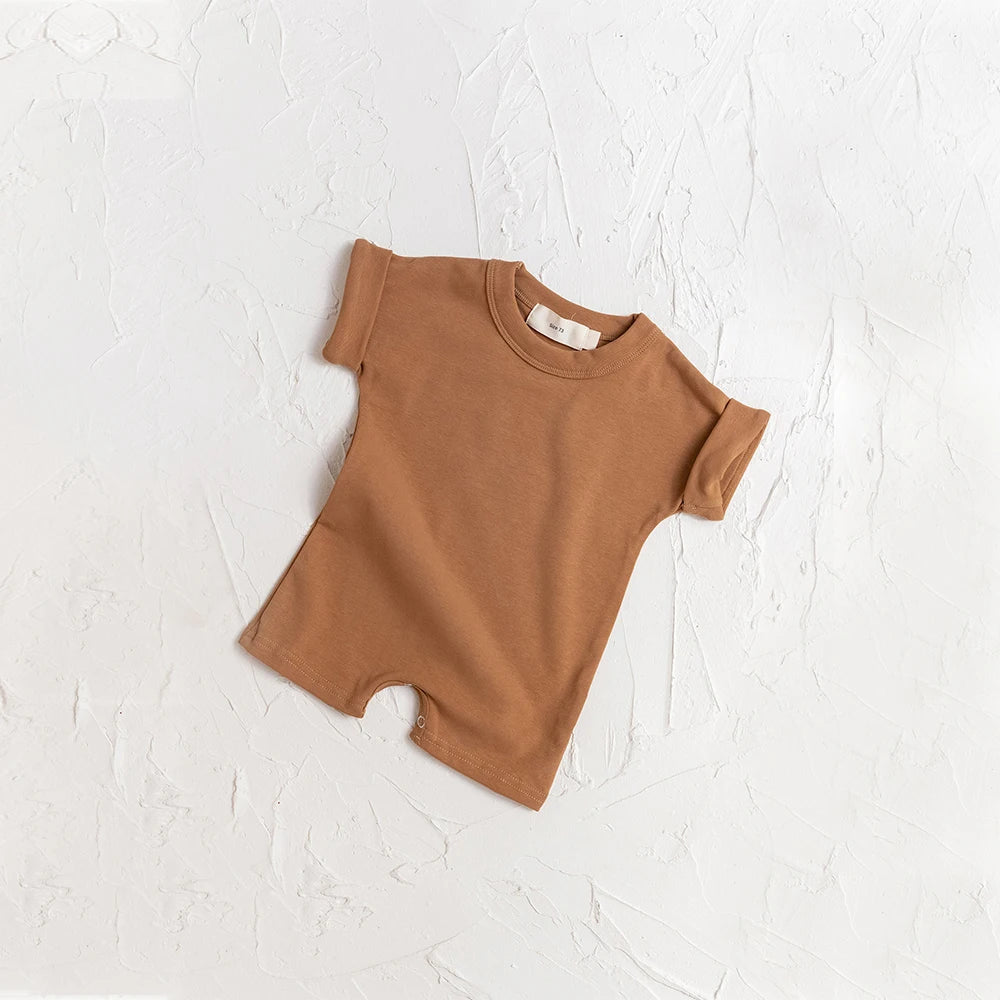 Kids Solid Color T-Shirt & Shorts Summer Set – Soft Casual 2-Piece Outfit