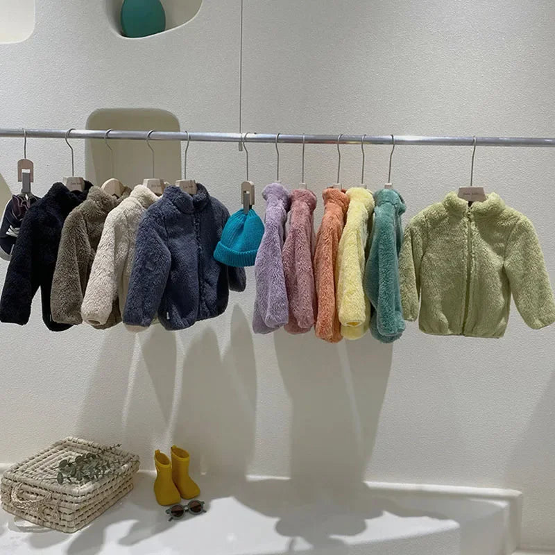 Kids Warm Fleece Hooded Jacket – Boy & Girl Winter Outerwear Coat