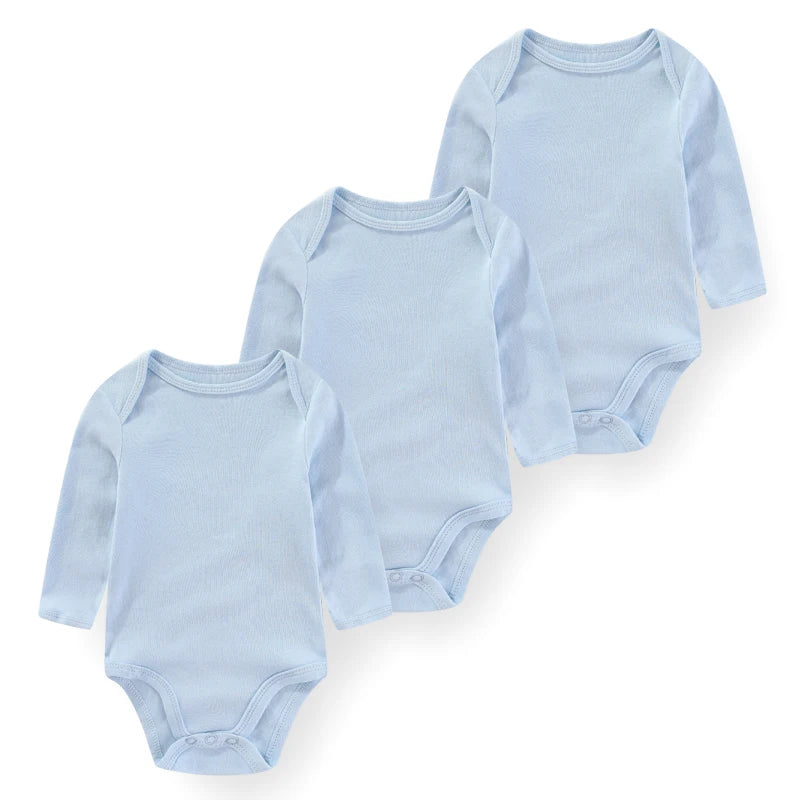 Newborn Cartoon Long Sleeve Bodysuit – 100% Cotton Baby Onesie 3-Pack