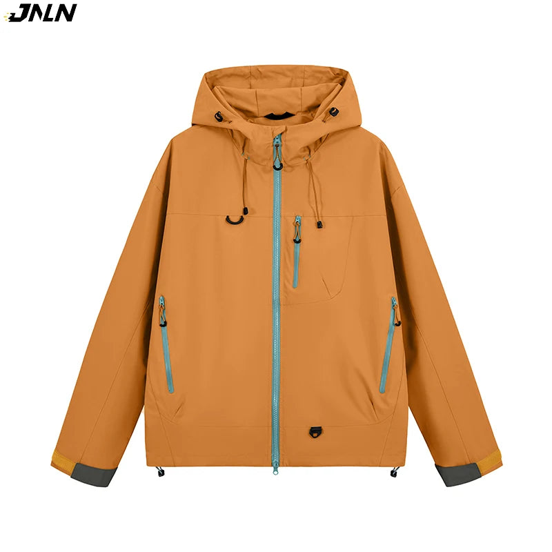 JNLN Men's Women's Waterproof Hiking Jacket Trekking Camping Mountaineering Windbreaker Unisex Outdoor Sport Windproof Rain Coat