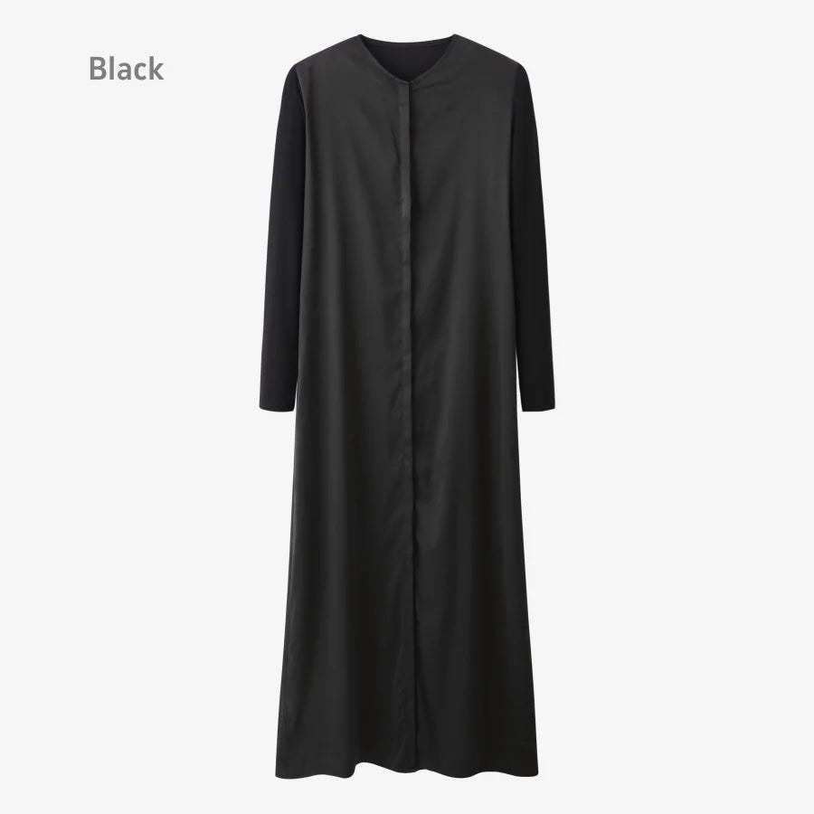 AS 2025 light matte satin dress + Jersey modal sleeve super comfortable woman dress