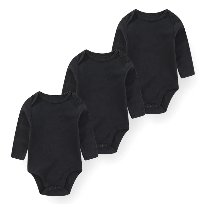 Newborn Cartoon Long Sleeve Bodysuit – 100% Cotton Baby Onesie 3-Pack