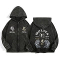 Darc Wolves Gothic Harajuku Zip Hoodie Jacket – Cotton Print Manga Sweatshirt