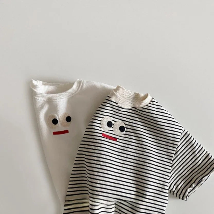Baby Embroidered Big Eyes T-Shirt – Cute Short Sleeve Cotton Tee