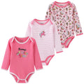 Newborn Cartoon Long Sleeve Bodysuit – 100% Cotton Baby Onesie 3-Pack