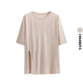 DRUR Women Thin Summer Yoga Shirts Loose Fit Breathable Workout Tops with Side Slits Lightweight Running Sport Tee Athletic Wear