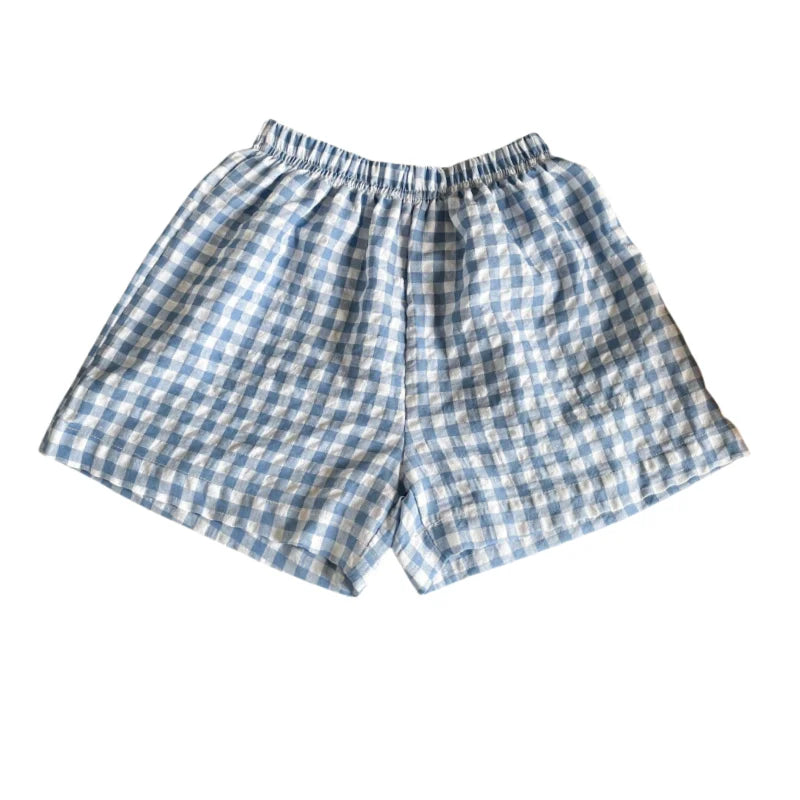 Stylish Korean 2025 New Toddler Plaid Baby Girls' Summer Shorts Breathable Comfortable Cool Boys Summer Beach Shorts