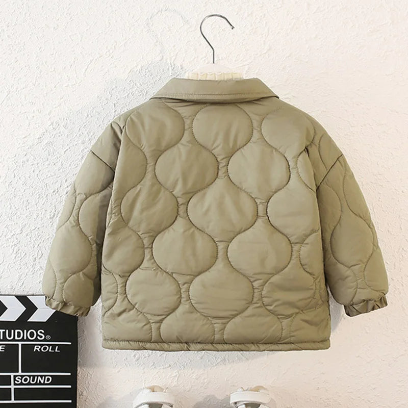 Kids Fleece Down Padded Warm Jacket – Windproof Hooded Winter Coat