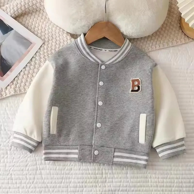 Kids Letter Baseball Jacket Coat – Fashion Casual Sports Outerwear Ages 12M–12Y