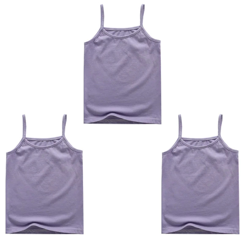 Girls Cotton Colored Tank Top – Soft Camisole Undershirt for Kids