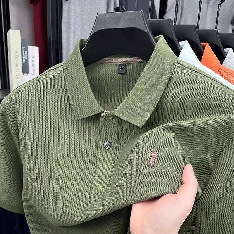 Designer brand pure cotton short sleeve polo shirt men fashion exquisite pony embroidery new summer T-shirt comfort casual top