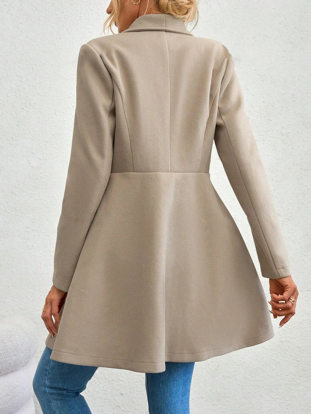 Women's Lapel Button Slim-Fit Wool Coat – Elegant Autumn Winter Outerwear