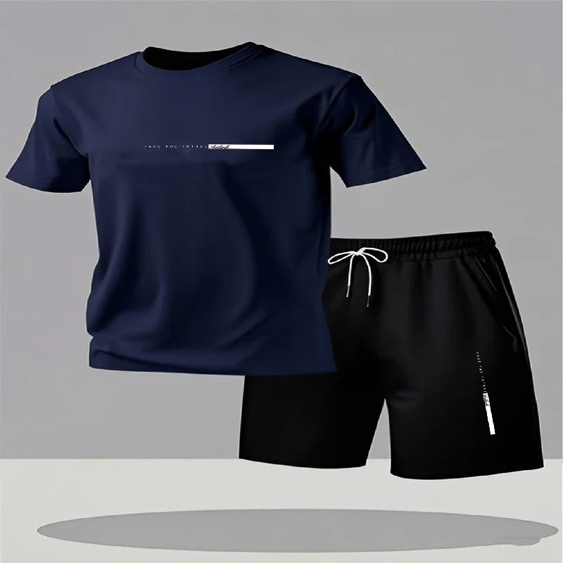 Men's sportswear 2-piece set short sleeved shirt shorts set men's running suit T-shirt men's summer T-shirt