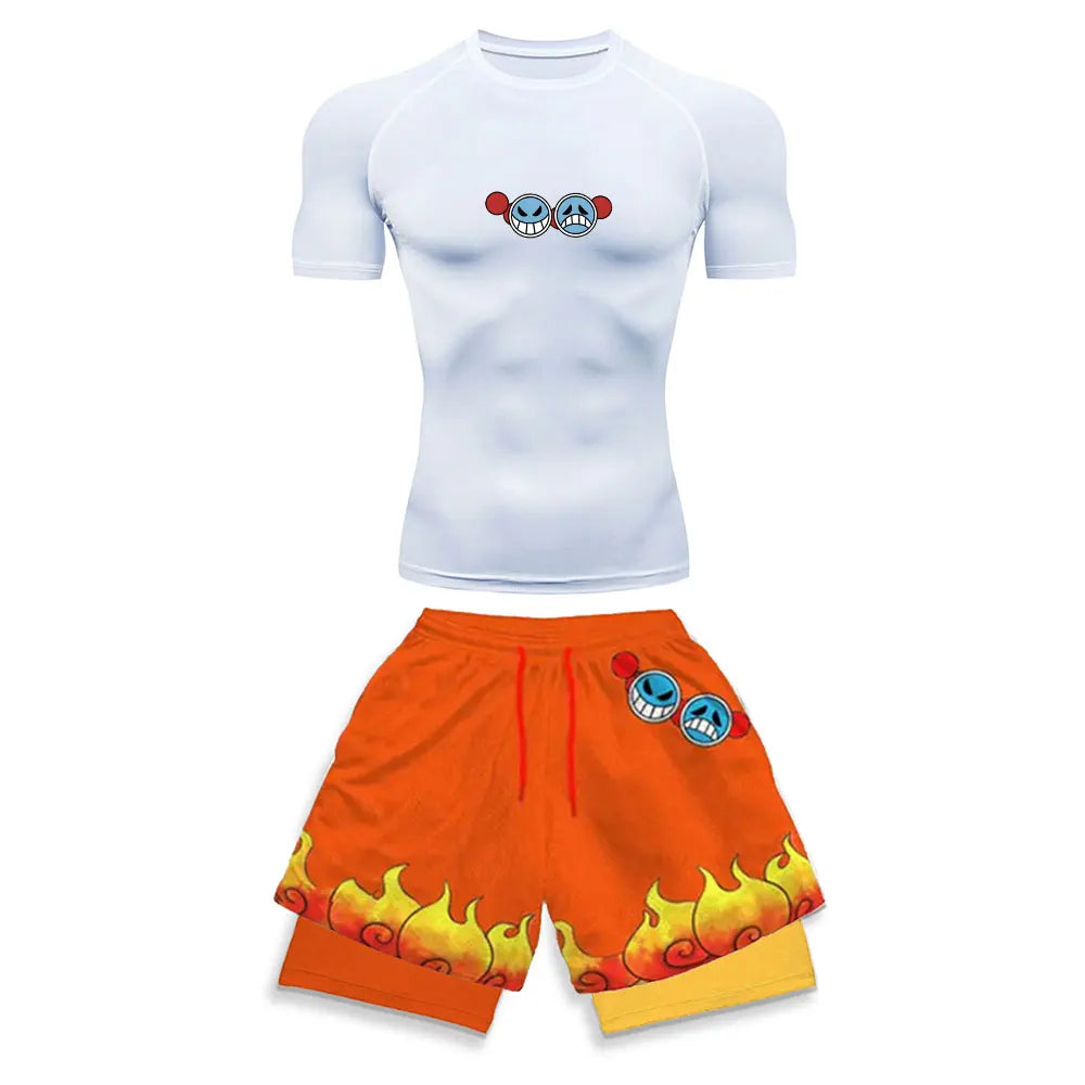 Men's Compression Sports Suit 2-Piece Set – Trendy Athletic Fitness Running Outfit