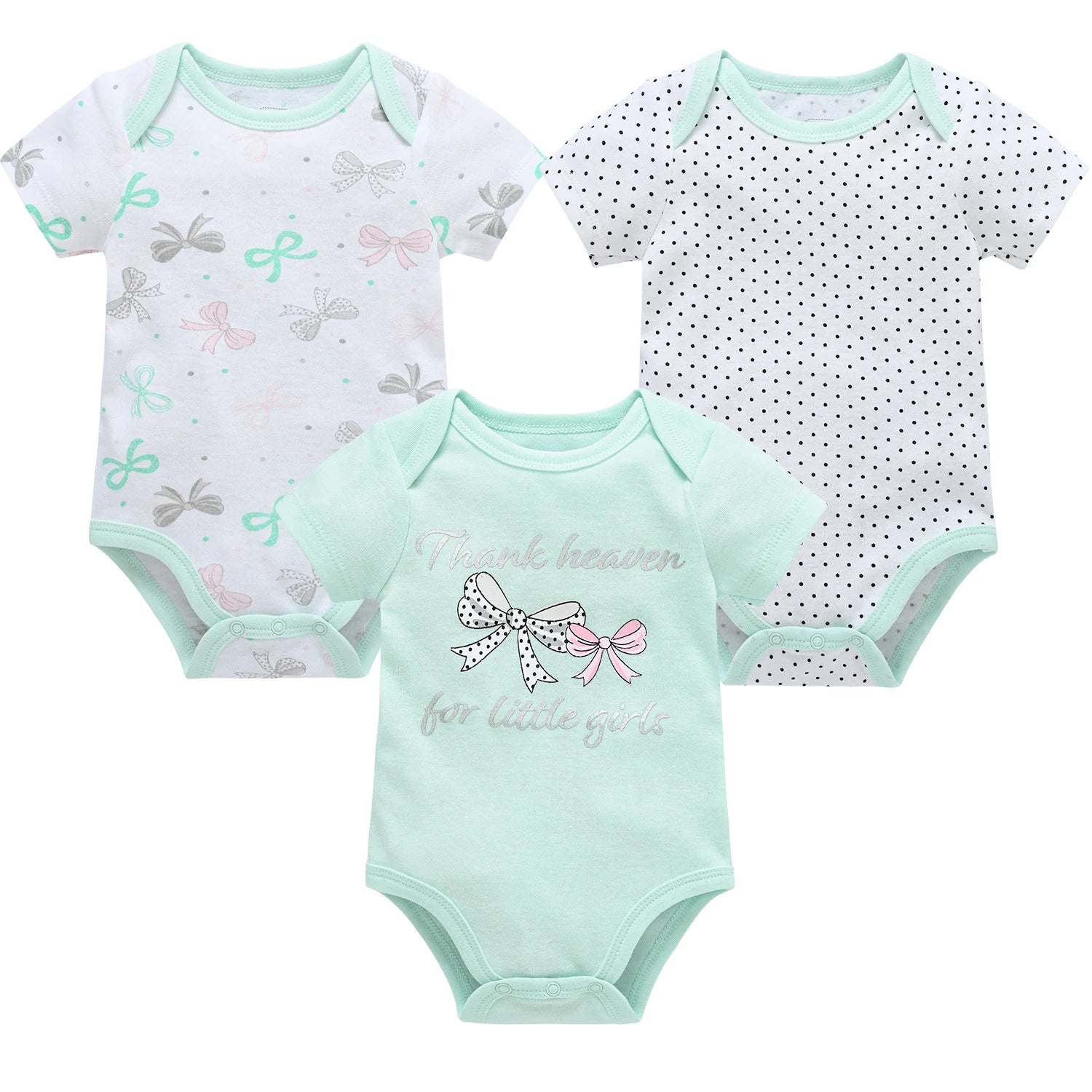 Baby Girls Cotton Short Sleeve Bodysuit – Newborn Onesie 3–6 Pack