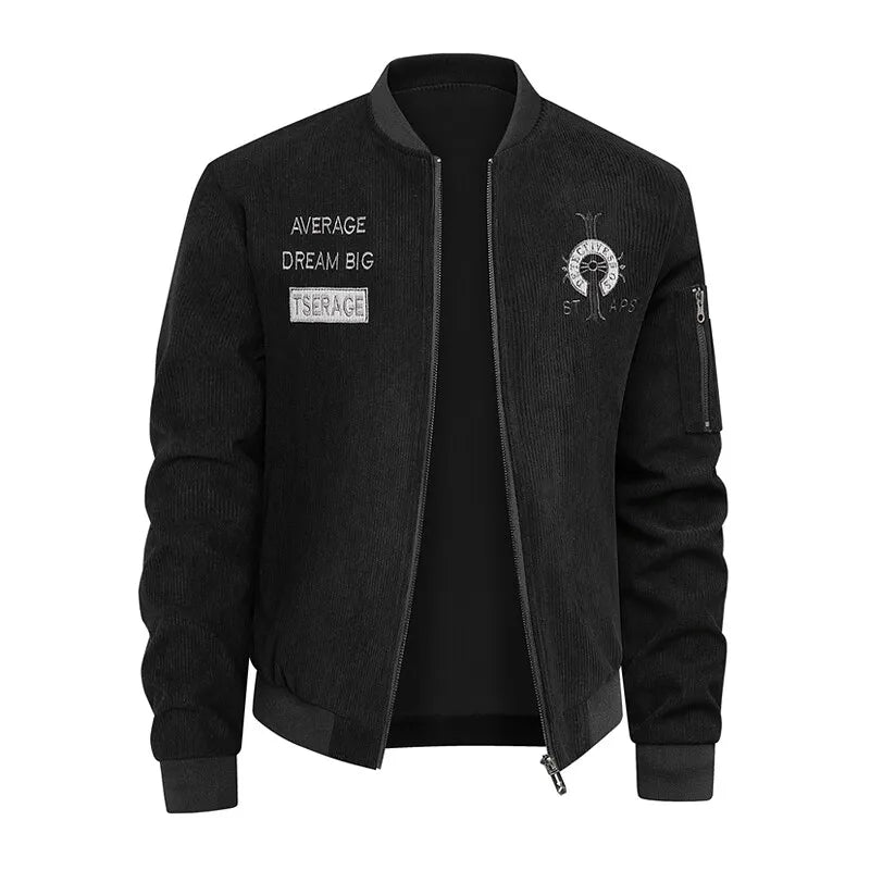 Men's Lightweight Multi-Pocket Varsity Bomber Jacket – Full Zip Casual Windbreaker