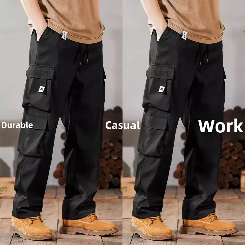 Men's Workwear Pants Large Size Casual Loose Fit Trousers for Construction Wear Summer Wearable Durable Cuffed Pants