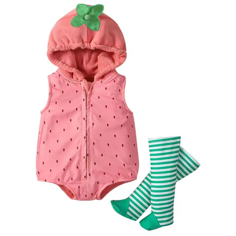 New Designer Cartoon Clothing Zip-up Hooded Romper + Stockings Baby Boy Clothes Baby Girl Casual Sets